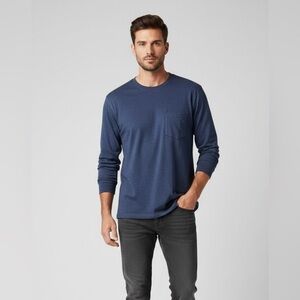 NWT Woolrich Men's Blue Long Sleeve Crew Neck Cotton Blend Shirt size XL